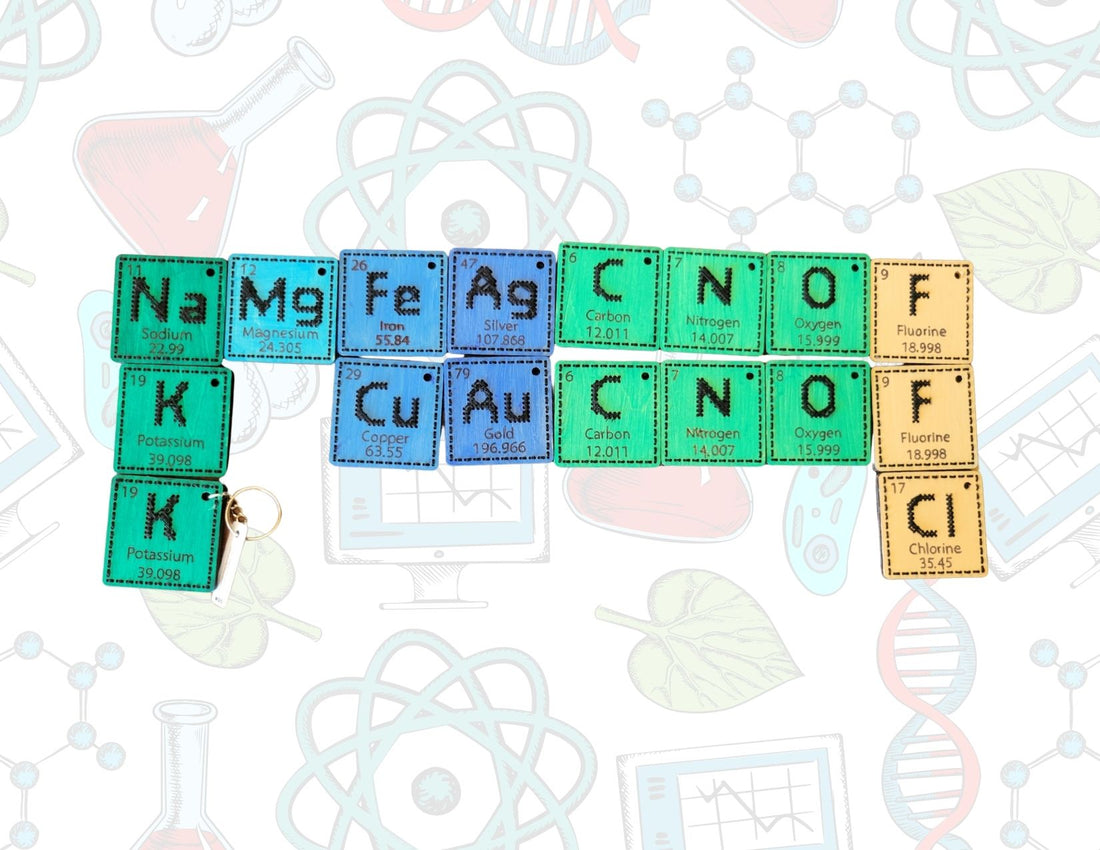 Wooden Element Cross Stitch Keychains