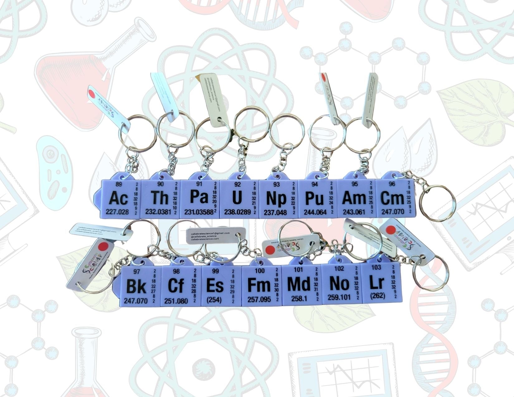 Periodic Table 3D Printed Element Keychains