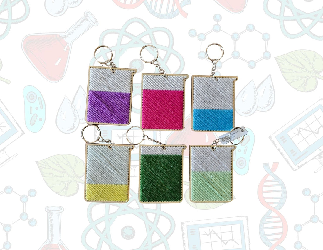 Wooden Chemistry Cross Stitch Keychains