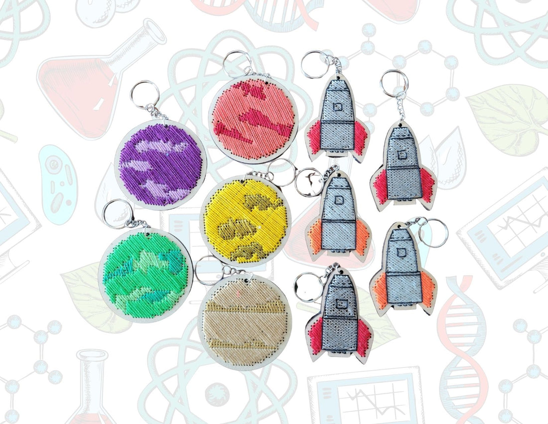 Space Cross Stitch Keychains