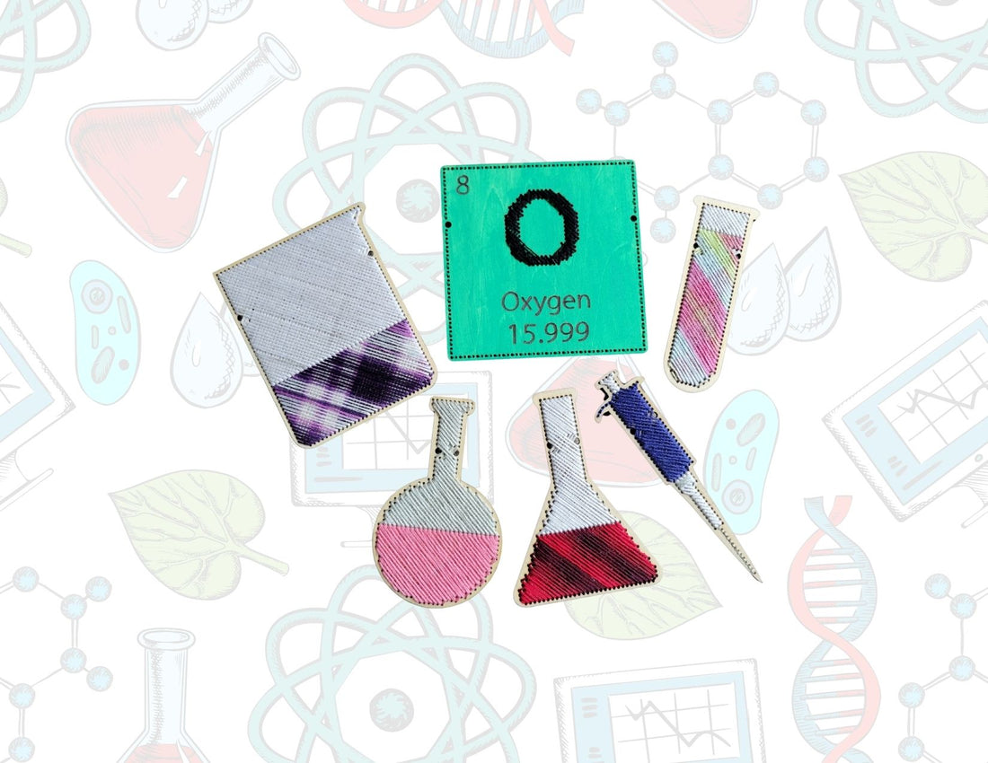 Pre-Strung Chemistry Wooden Cross Stitch Shapes