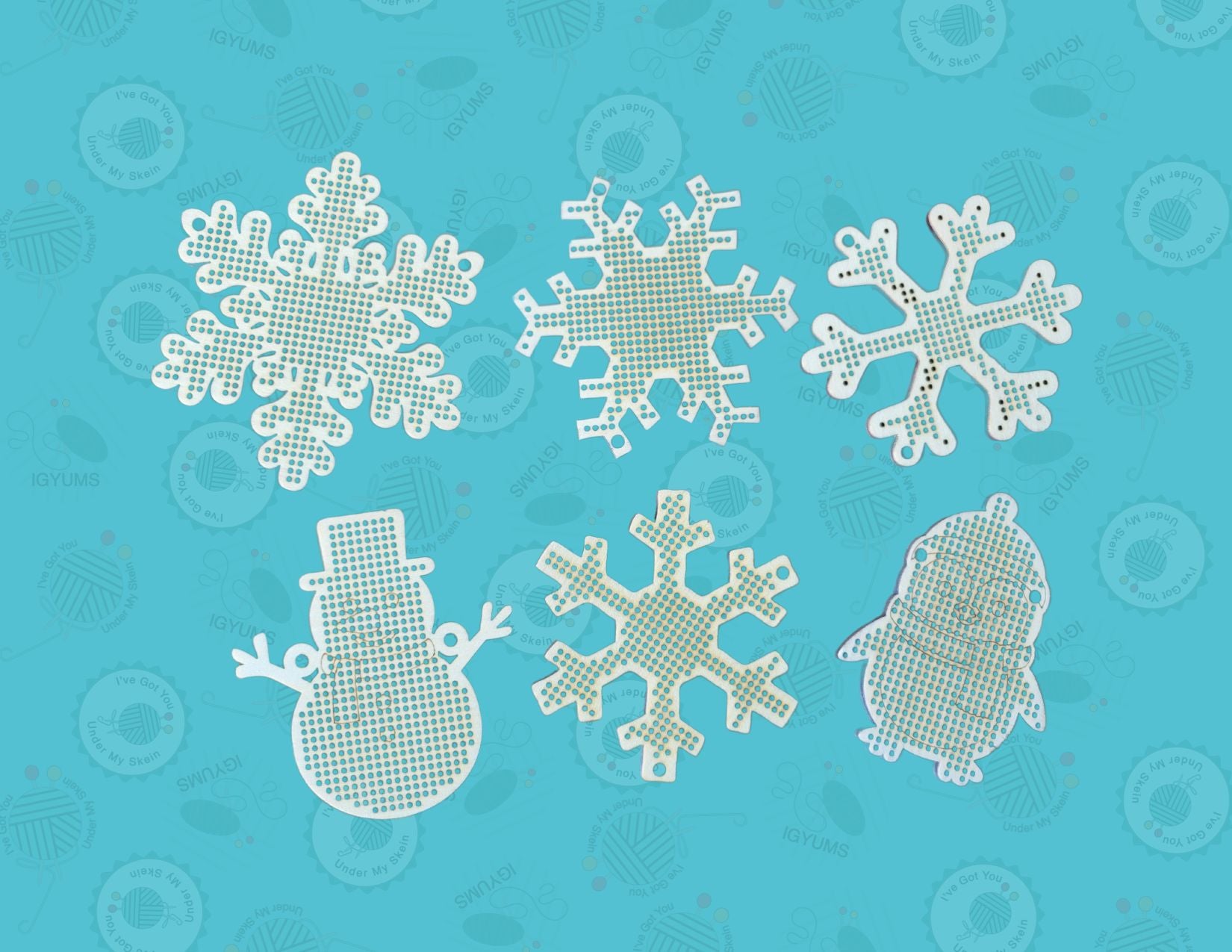 Pick Your Own 4-Pack Holiday Wooden Cross Stitch Shapes