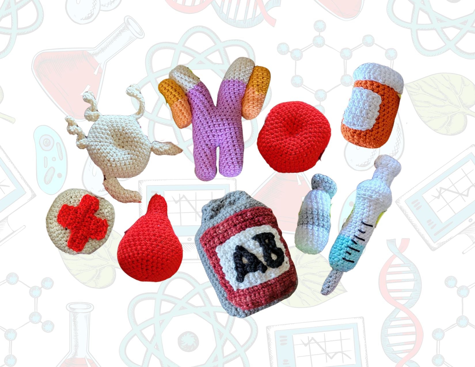 Life Science Crochet Shapes (Biology, Microbiology, Medical)