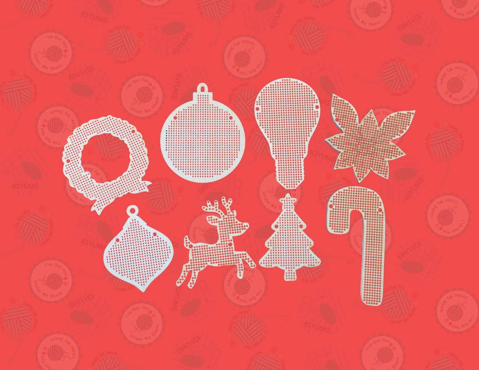 Pick Your Own 4-Pack Holiday Wooden Cross Stitch Shapes