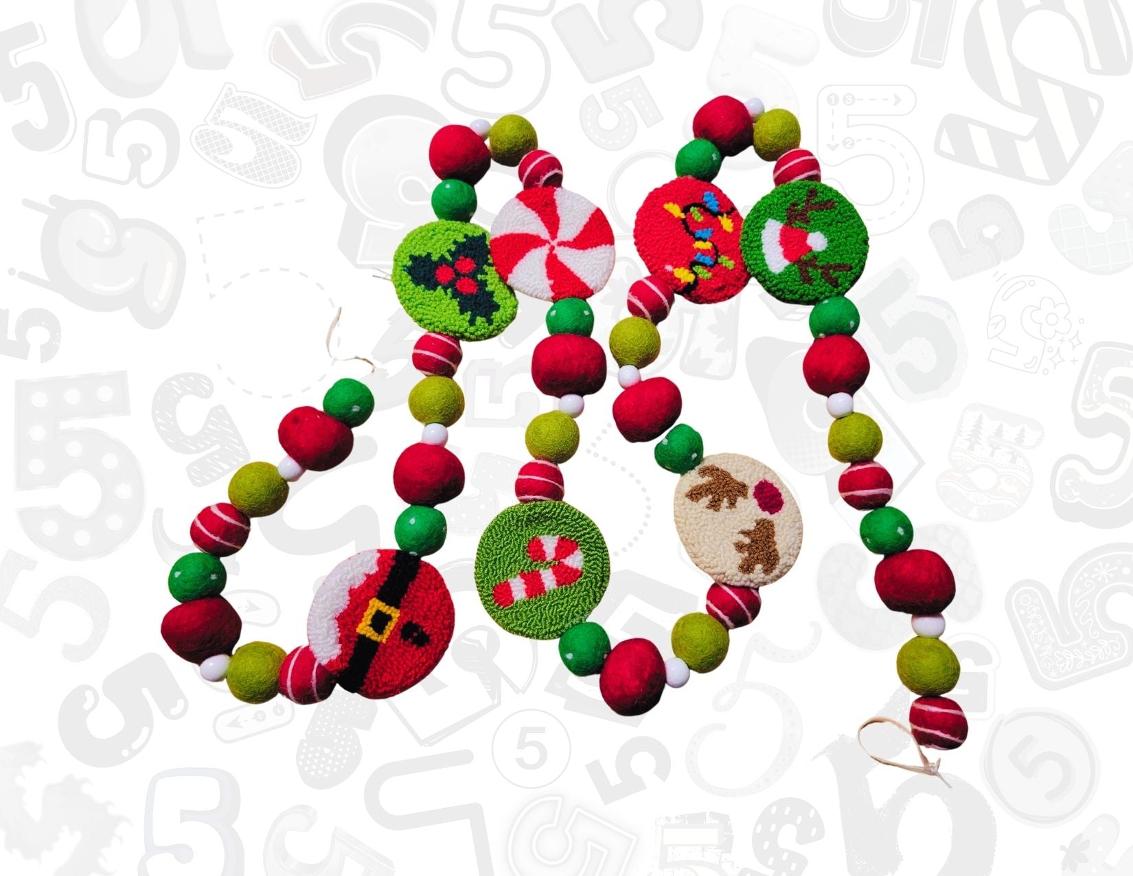 Christmas All The Way (Punch Needle) Garlands