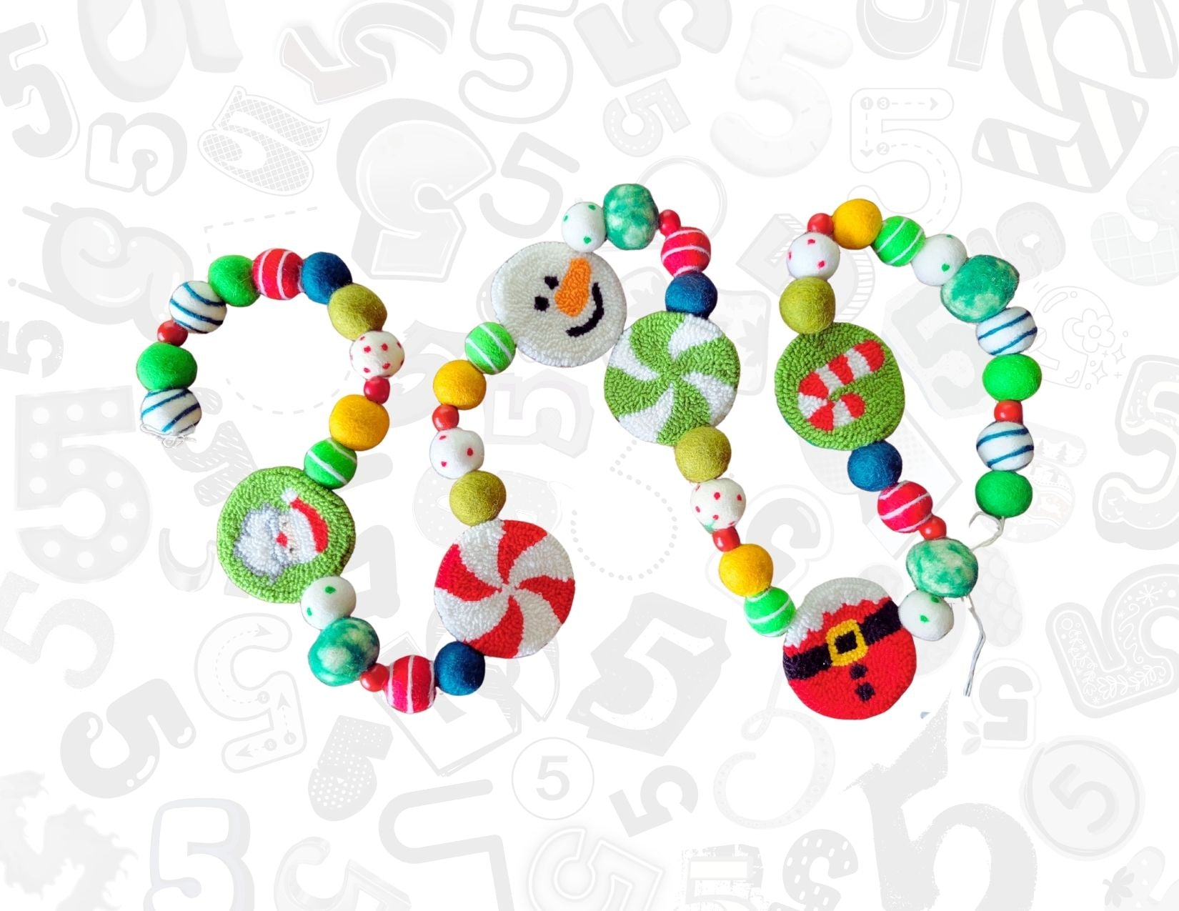 Christmas All The Way (Punch Needle) Garlands