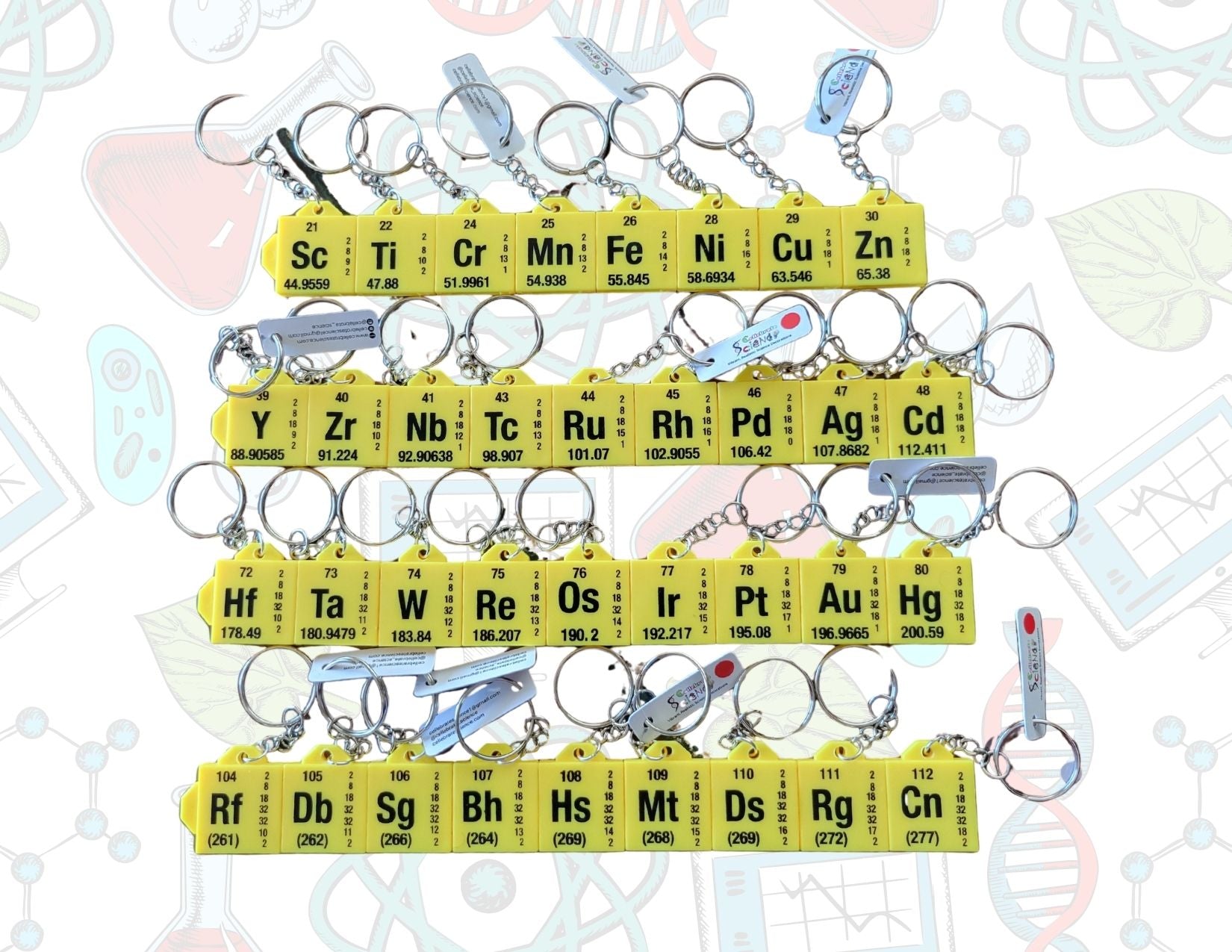 Periodic Table 3D Printed Element Keychains