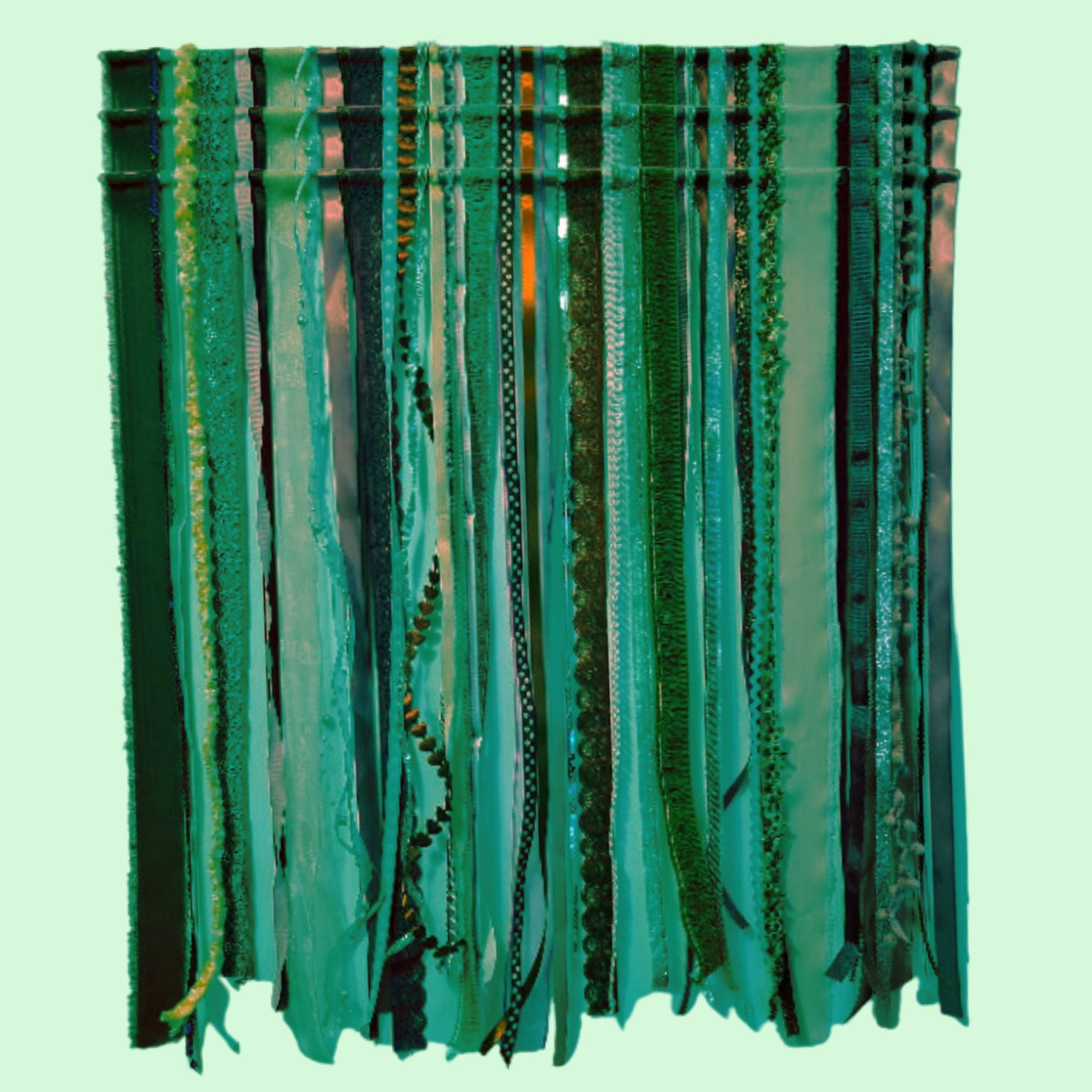 green themed tiered ribbon wall hanging