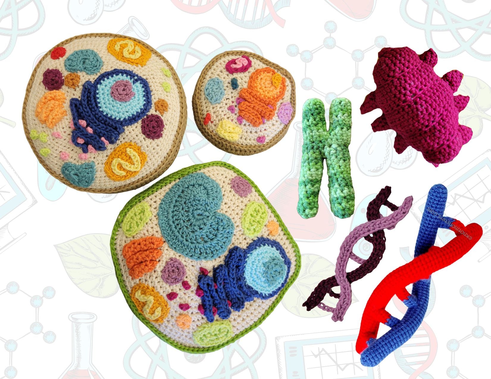 Life Science Crochet Shapes (Biology, Microbiology, Medical)