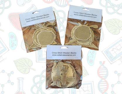 Random 4-Pack Science Wooden Cross Stitch Shapes