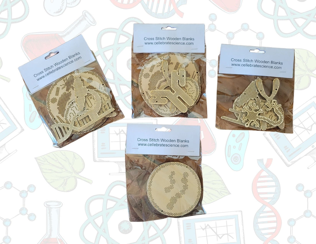 Random 4-Pack Science Wooden Cross Stitch Shapes