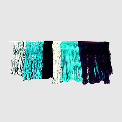 turquoise  tiered yarn wall hanging