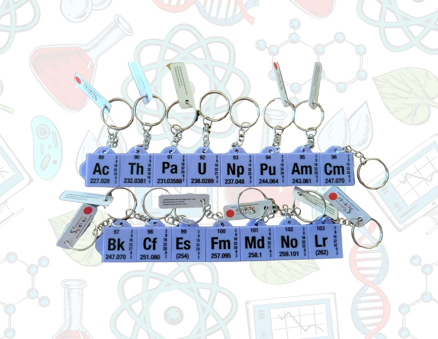 Periodic Table 3D Printed Element Keychains