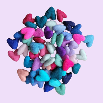 colorful felt heart shapes