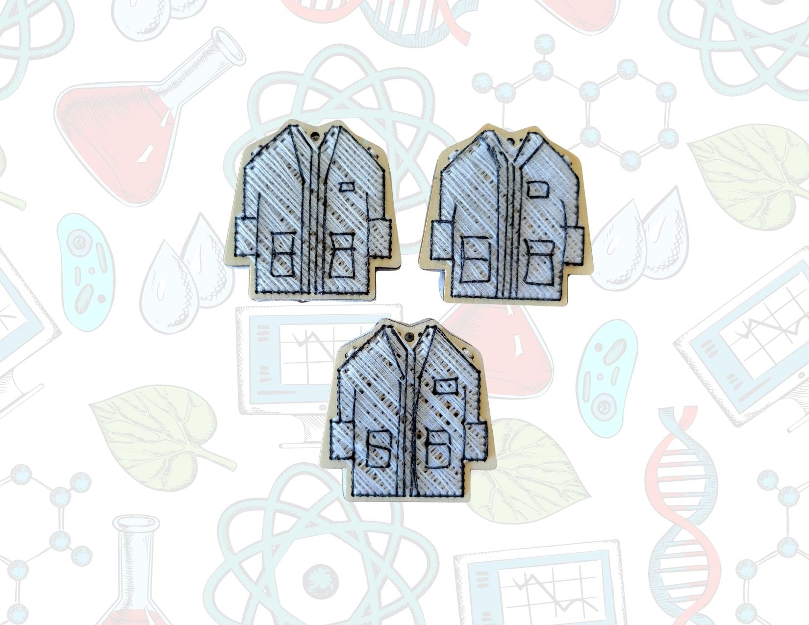 Lab Coat Cross Stitch Keychains