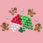 christmas decor featuring peppermint pieces and gingerbread men felt decor