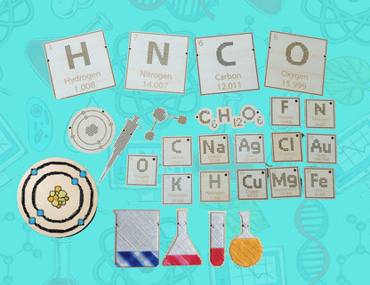 Random 4-Pack Science Wooden Cross Stitch Shapes