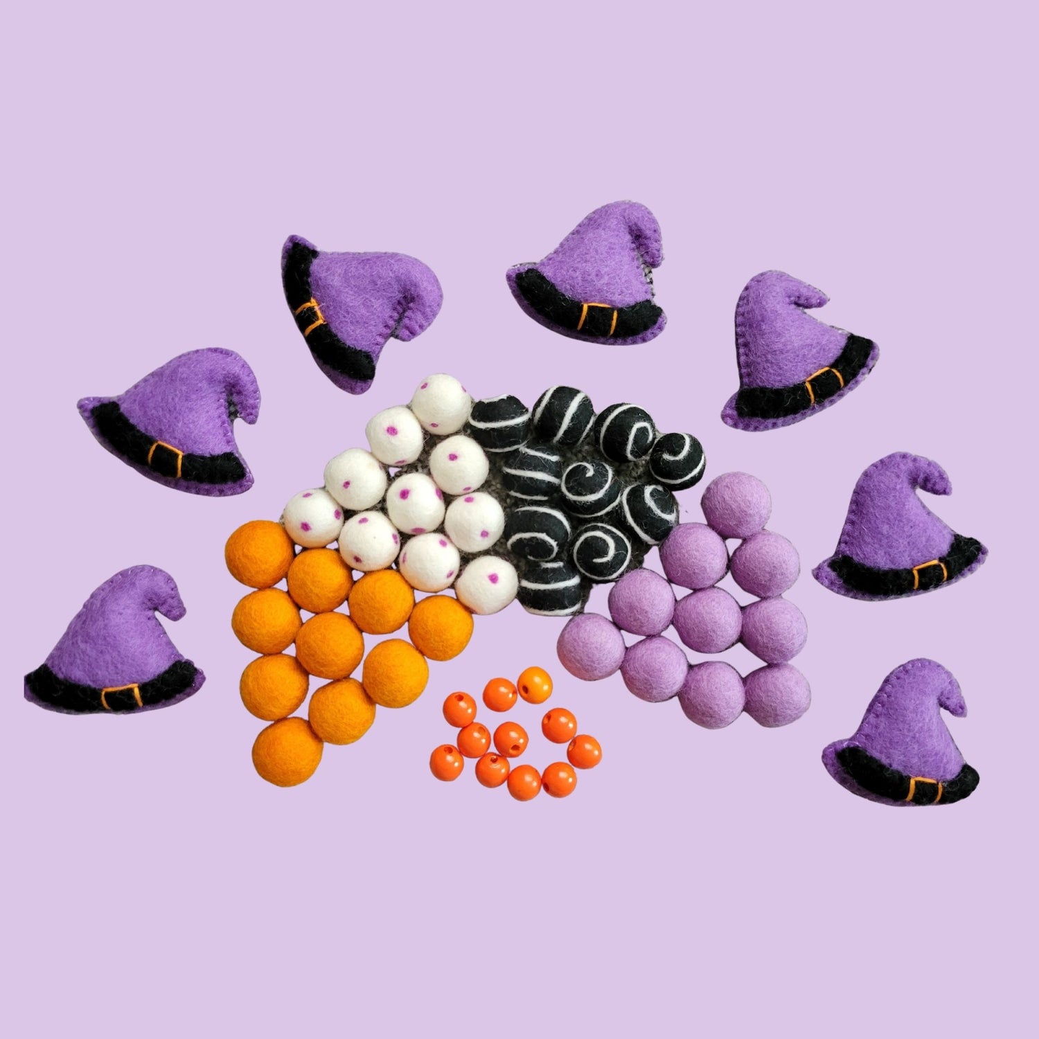 Halloween themed purple witch hat garland kit