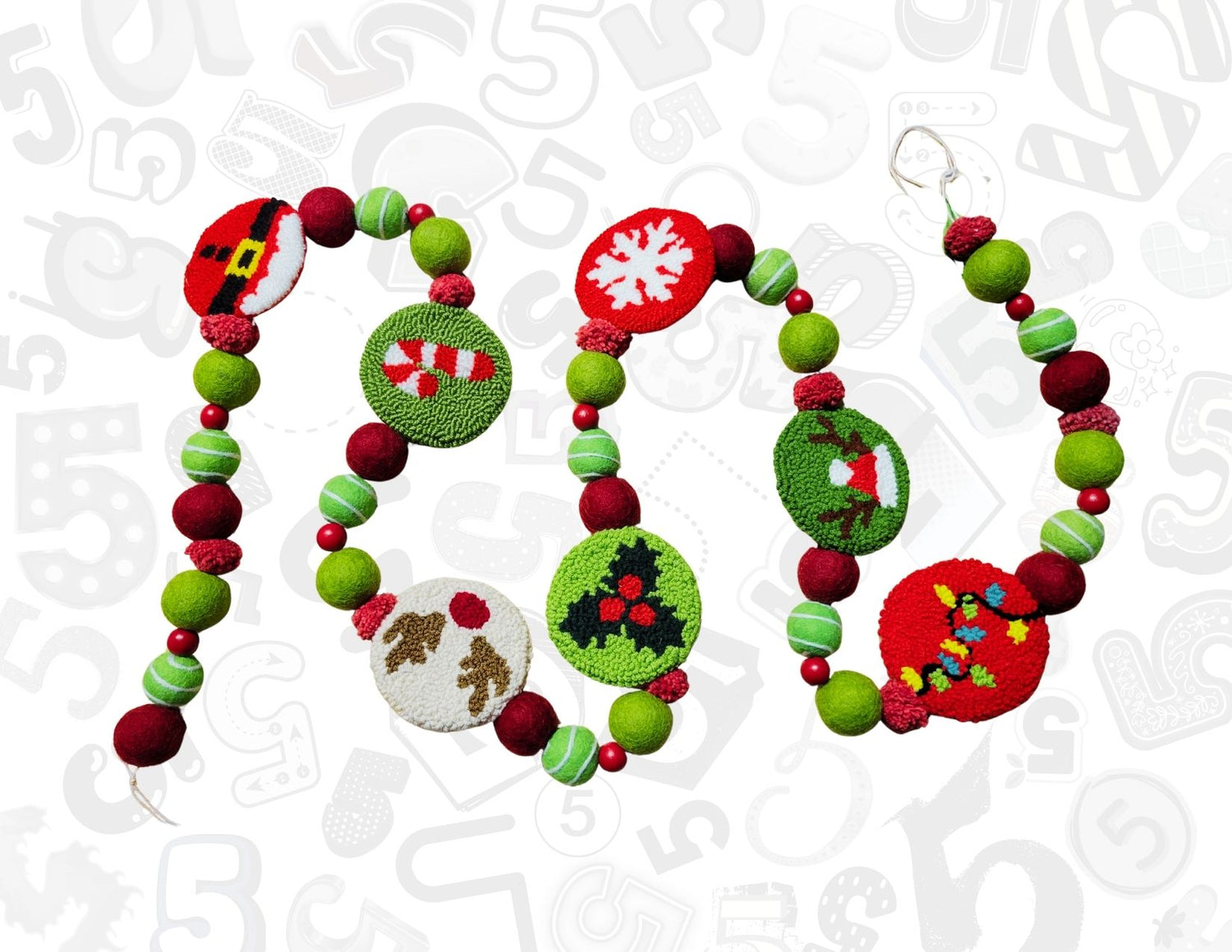 Christmas All The Way (Punch Needle) Garlands