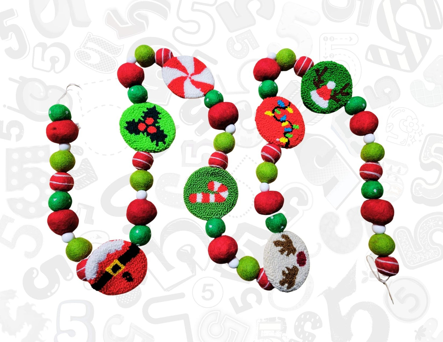 Christmas All The Way (Punch Needle) Garlands