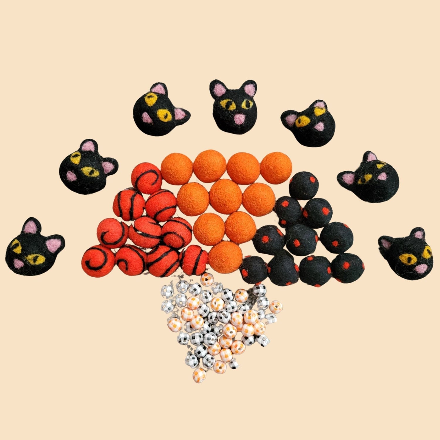 Orange and black Halloween garland kit with black cats