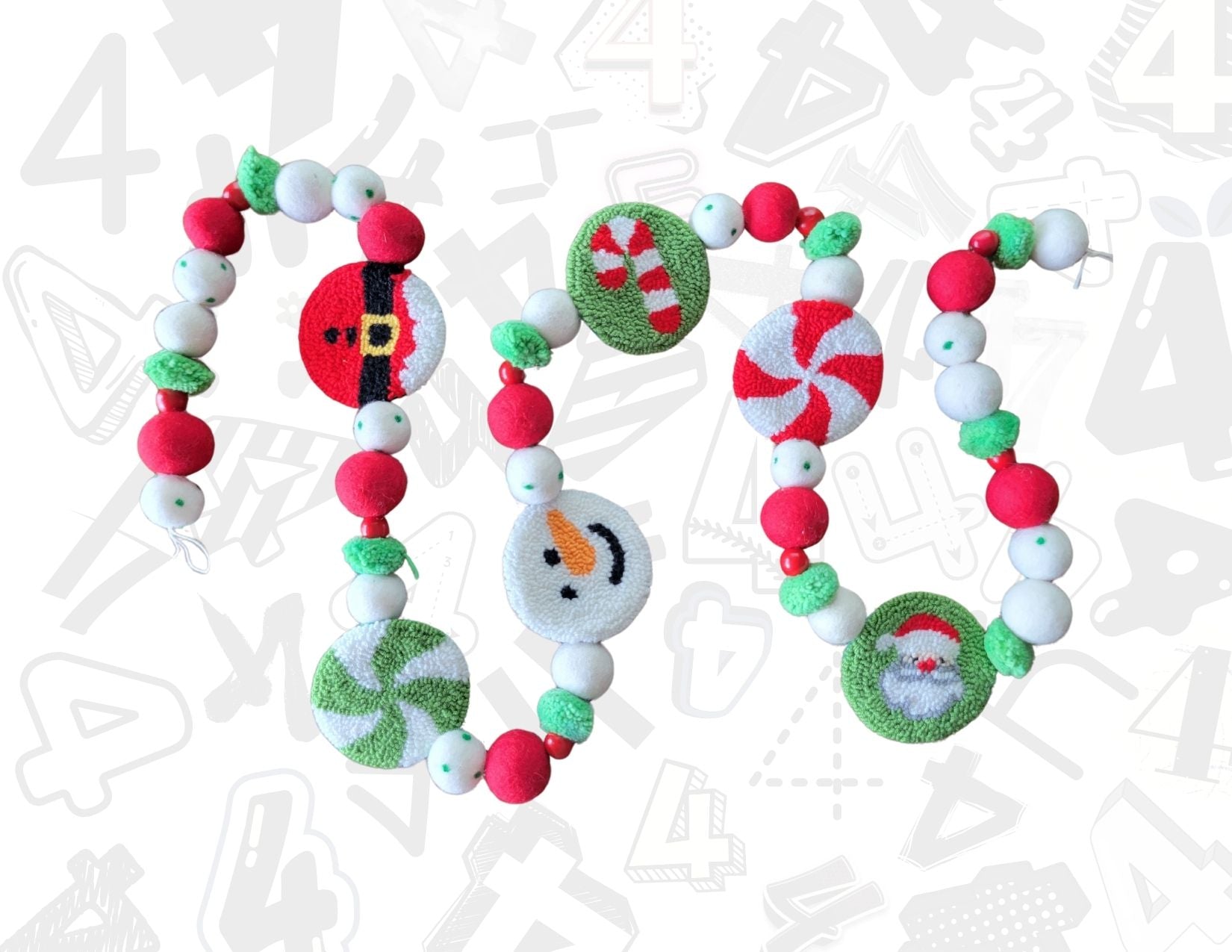 Christmas All The Way (Punch Needle) Garlands