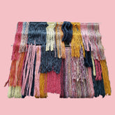 multicolor  tiered yarn wall hanging