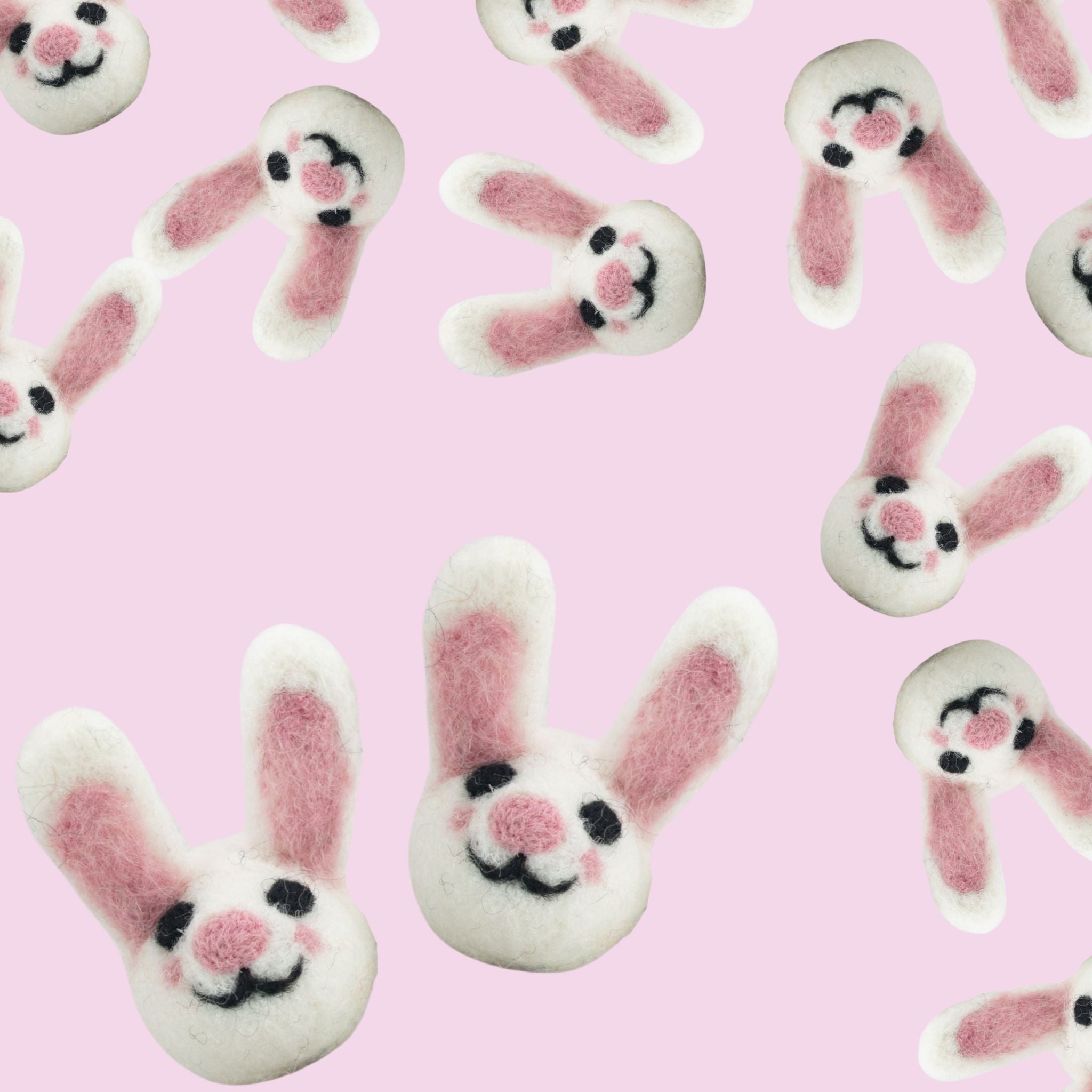 hand-crafted felt bunnies