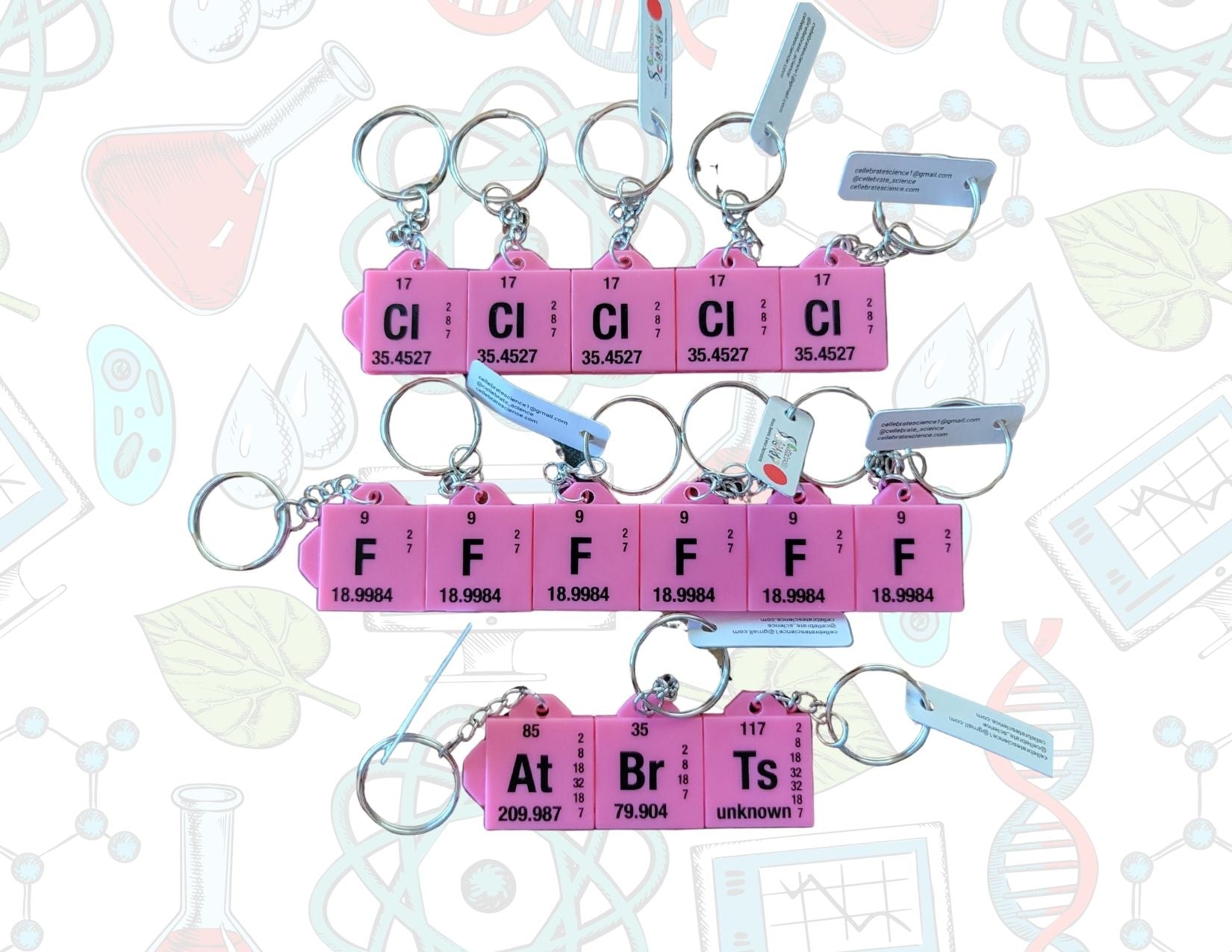 Periodic Table 3D Printed Element Keychains